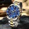 OLEVS 2870 Watch for Men - Silver Golden Blue
