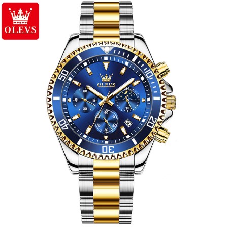 OLEVS 2870 Watch for Men - Silver Golden Blue 2 OLEVS 2870 Watch for Men - Silver Golden Blue
