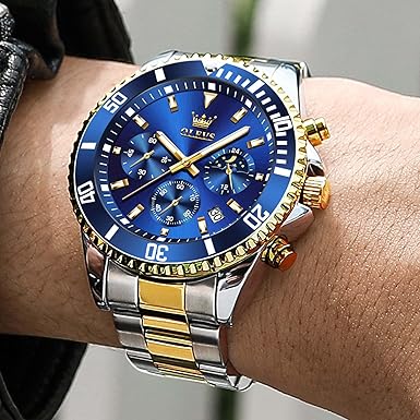 OLEVS 2870 Watch for Men - Silver Golden Blue 4 OLEVS 2870 Watch for Men - Silver Golden Blue