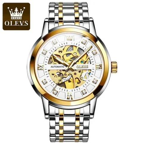 OLEVS 9901 Automatic Watch For Men - Gold White