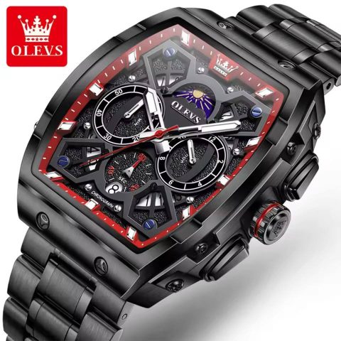 OLEVS 2942 Watch For Men - Black Red