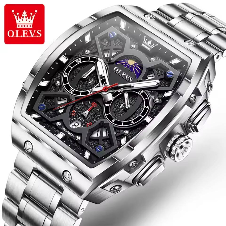 OLEVS 2942 Watch For Men - Silver Black Olevs 2942 CH For Men - Silver Black