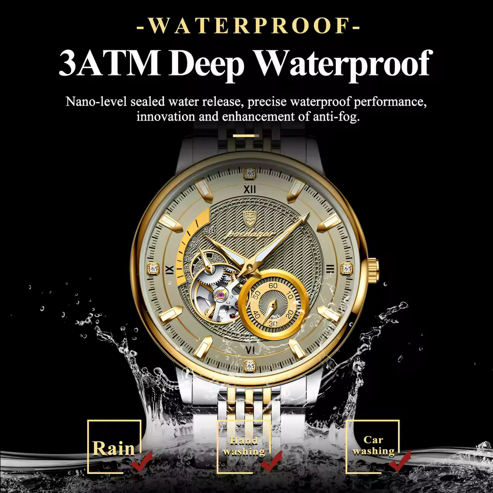 POEDAGAR-1416-Luxury-Fashion-Automatic-Mechanical-Stainless-Steel-Mens-Watch-–-Gold-Grey5 POEDAGAR 1416 Automatic Mechanical Stainless Steel Men’s Watch – Gold Grey