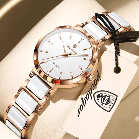 POEDAGAR 505 Luxury Quality Women’s Quartz Watch – RoseGold White
