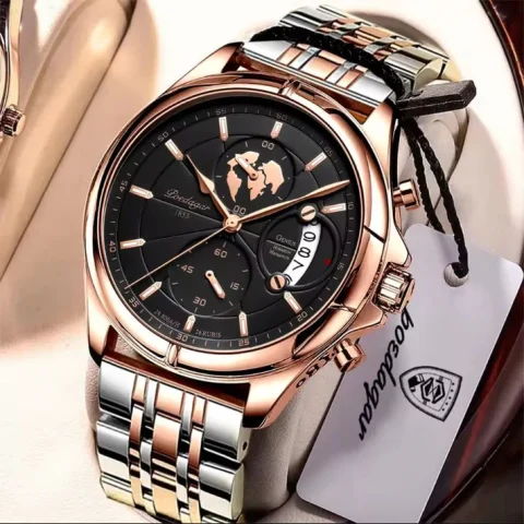 Poedagar 802 Watch for Men - Silver Black