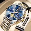 POEDAGAR 938 Watch For Men - Silver Gold Blue