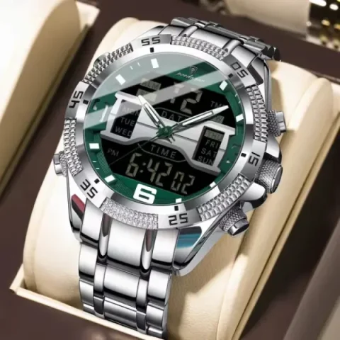 Poedagar 103 Watch For Men - Silver Green