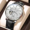 Home With AJAX Poedagar 1416 Automatic Mechanical Watch For Men - White Dial Black Belt