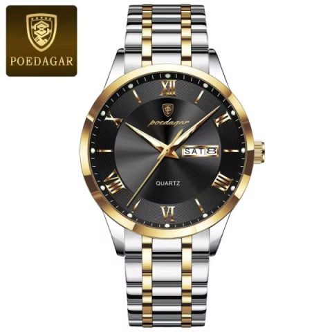 Poedagar 978 Watch For Men - Silver Gold Black