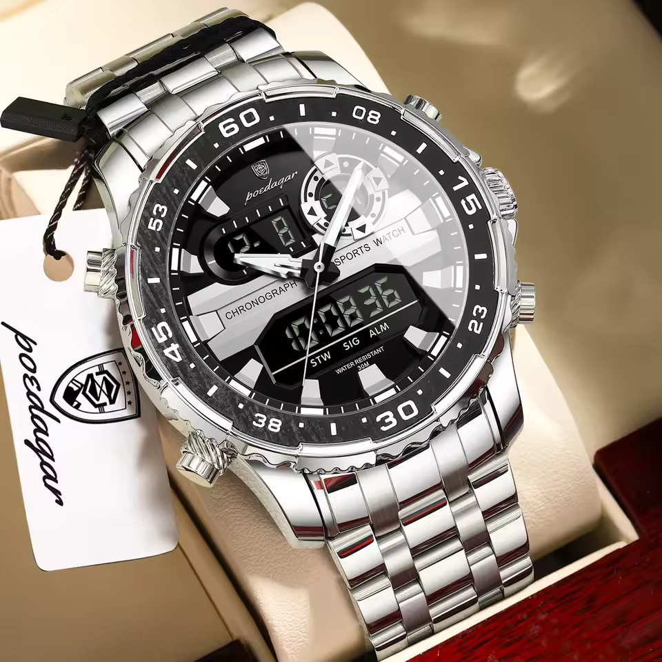 Poedagar E122 Men’s For Watch – Silve Black Poedagar E122 Men’s For Watch – Silve Black