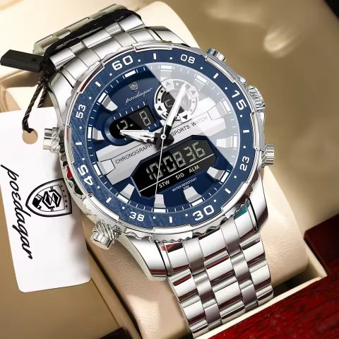 Poedagar E122 Men’s For Watch – Silver Blue