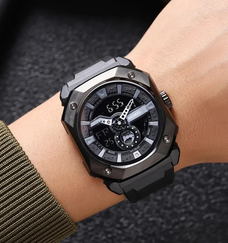 SKMEI-2272-Silicon-Strap-Sports-Analog-Digital-Watch-Black-2 SKMEI 2272 Watch For Men - Black