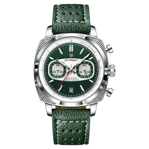 Poedagar 838 Leather Strap Watch for Men - Green