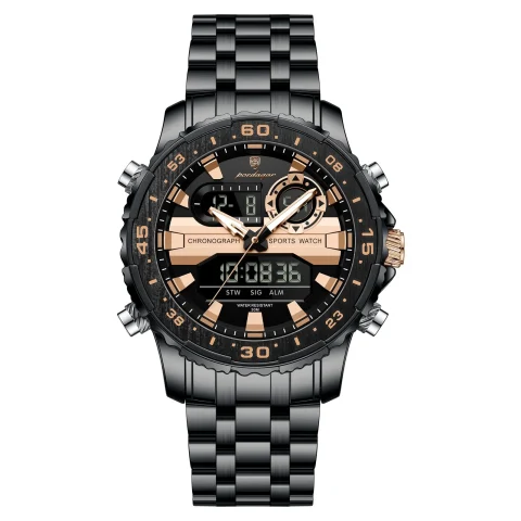 Poedagar E122 Men’s For Watch – Full Black and Rose